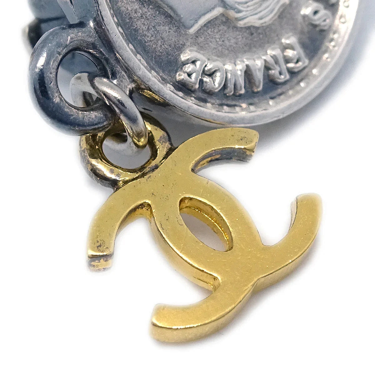Chanel Dangle Earrings Gold Silver Clip - On 96P