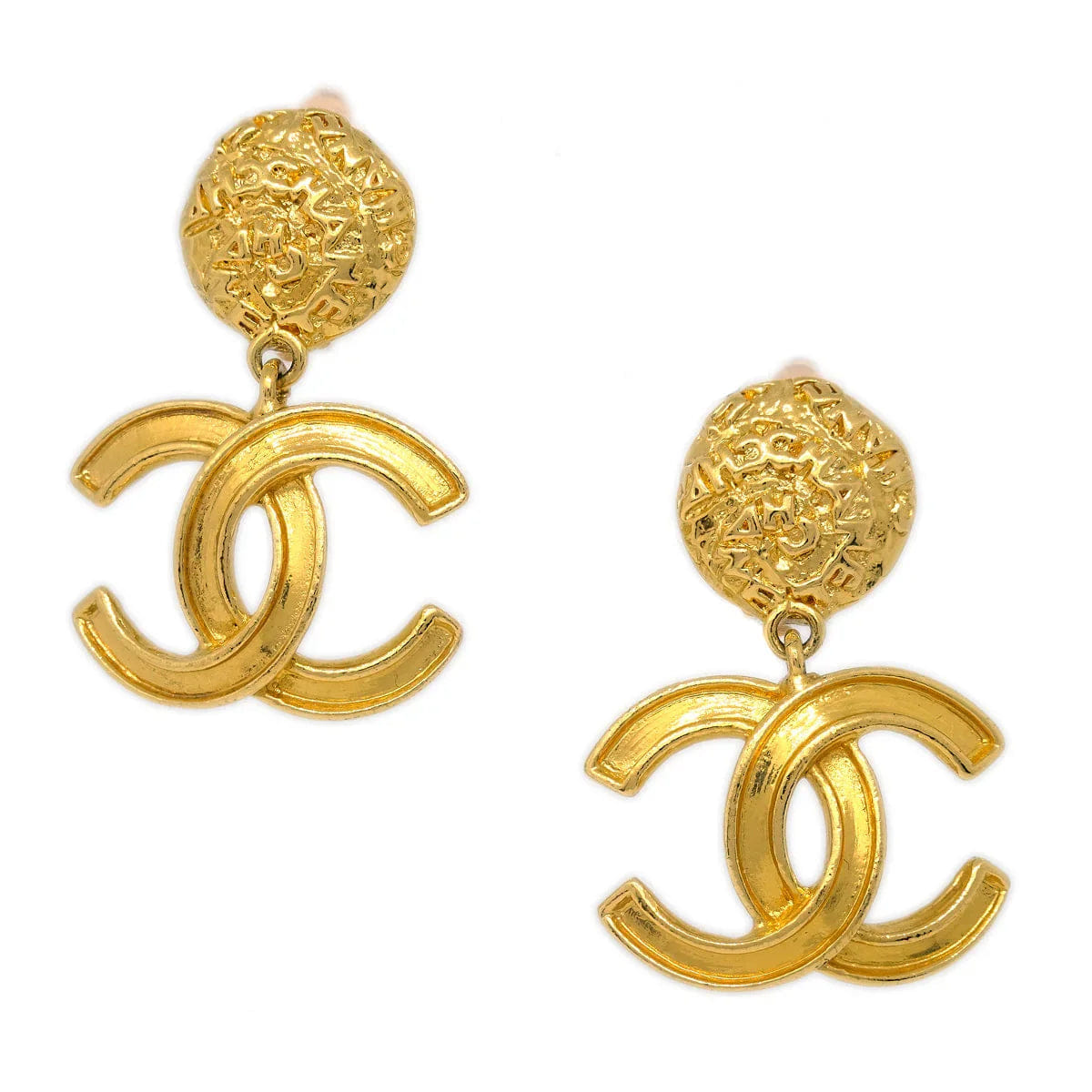 Chanel Gold Dangle Earrings Clip - On 95A