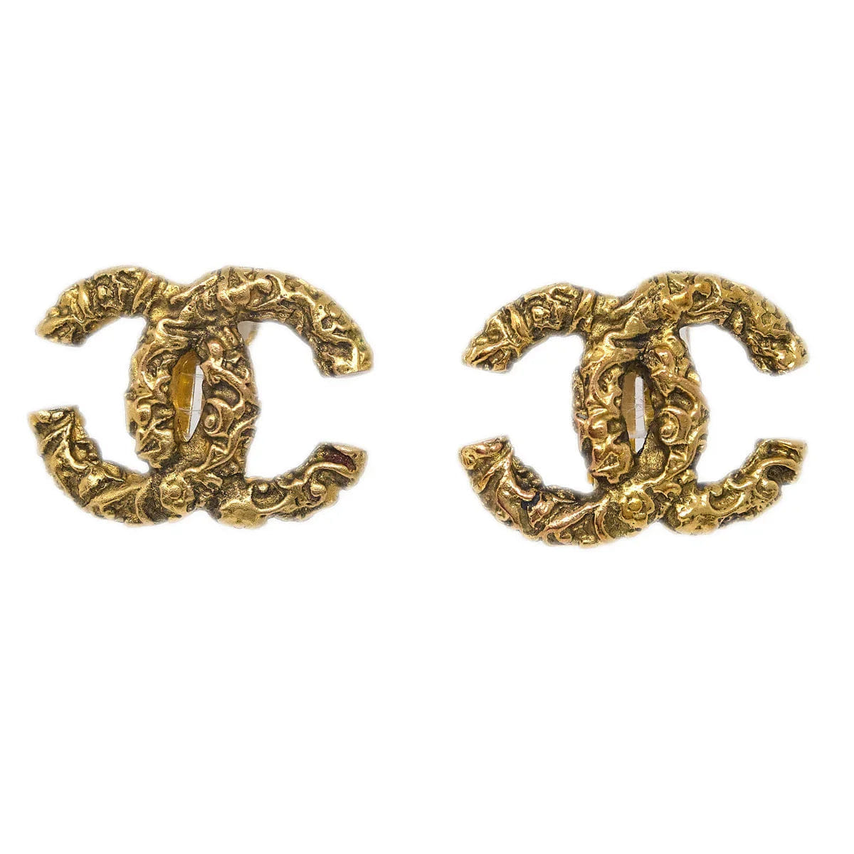 Chanel CC Earrings Clip - On Gold 93A Large
