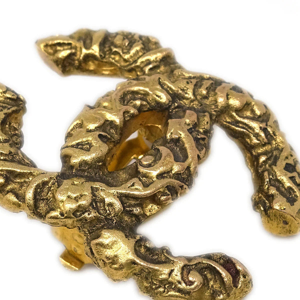 Chanel CC Earrings Clip - On Gold 93A Large