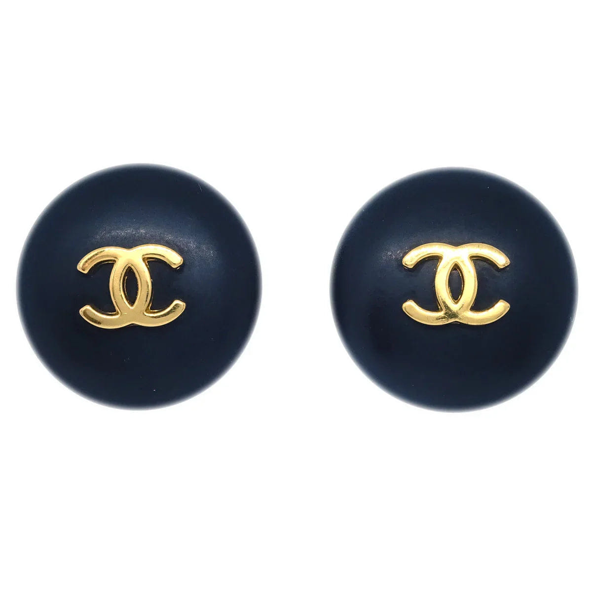 Chanel Black Button Earrings Clip - On 95A