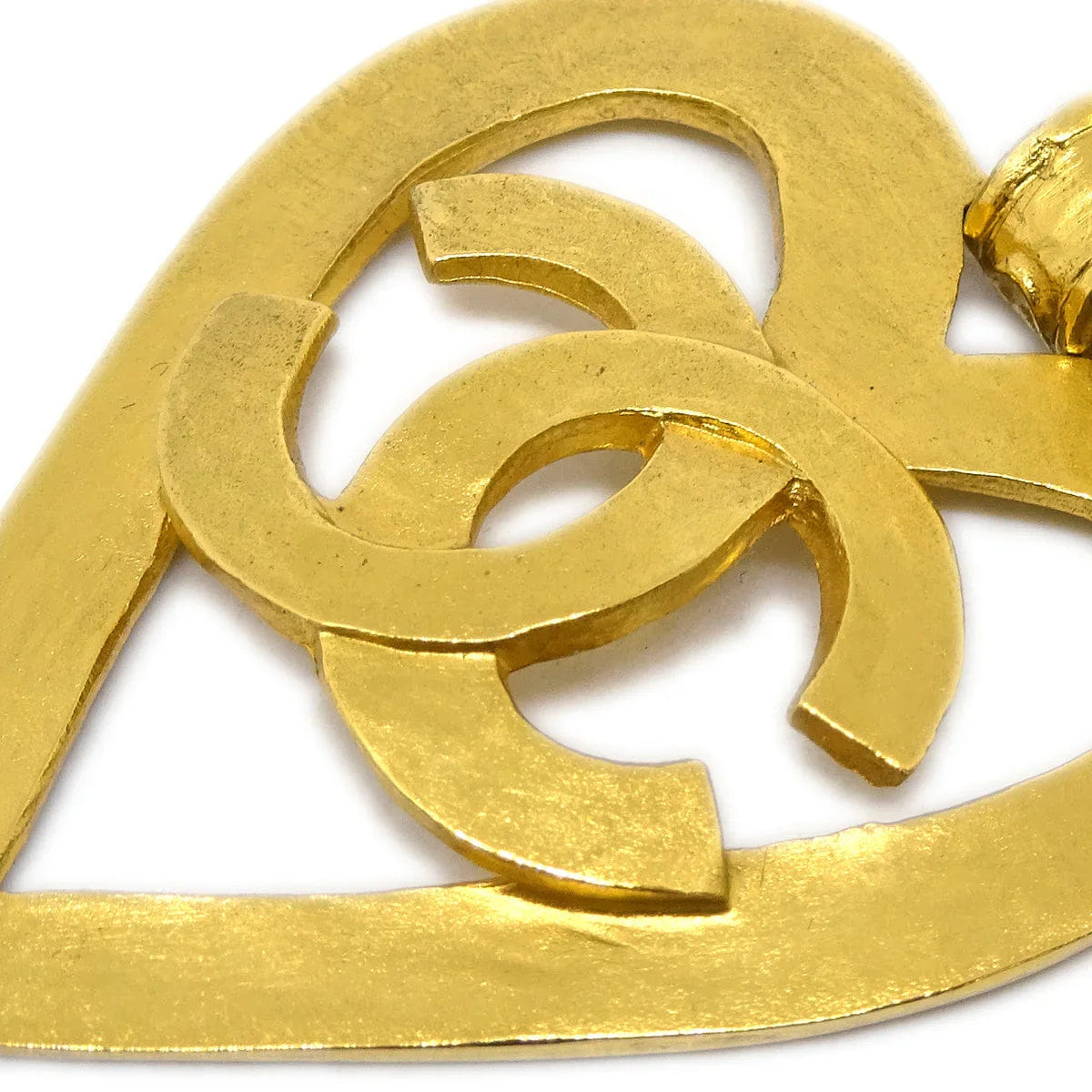 Chanel Dangle Heart Earrings Gold Clip - On 95P
