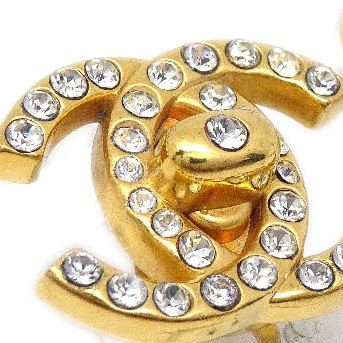 Chanel Rhinestone Turnlock Earrings Clip - On Small 96A