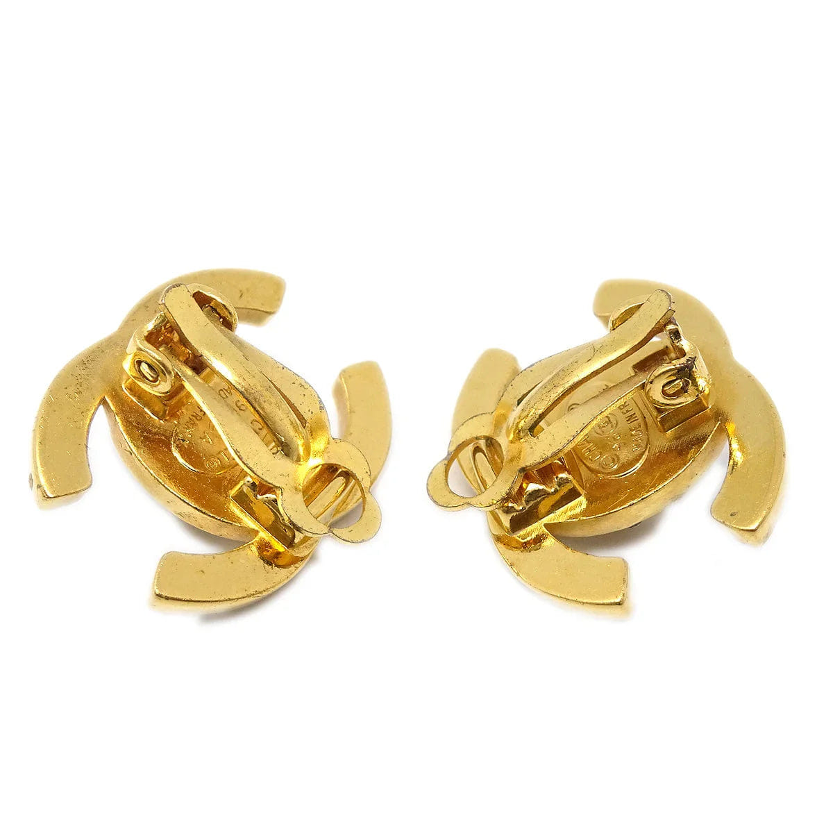 Chanel Rhinestone Turnlock Earrings Clip - On Small 96A