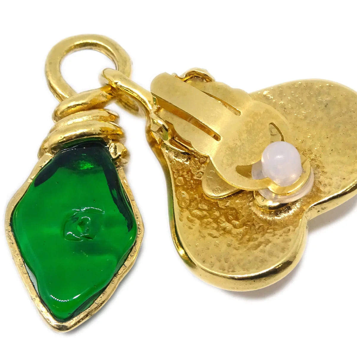 Chanel Gripoix Heart Earrings Clip - On Gold 95P