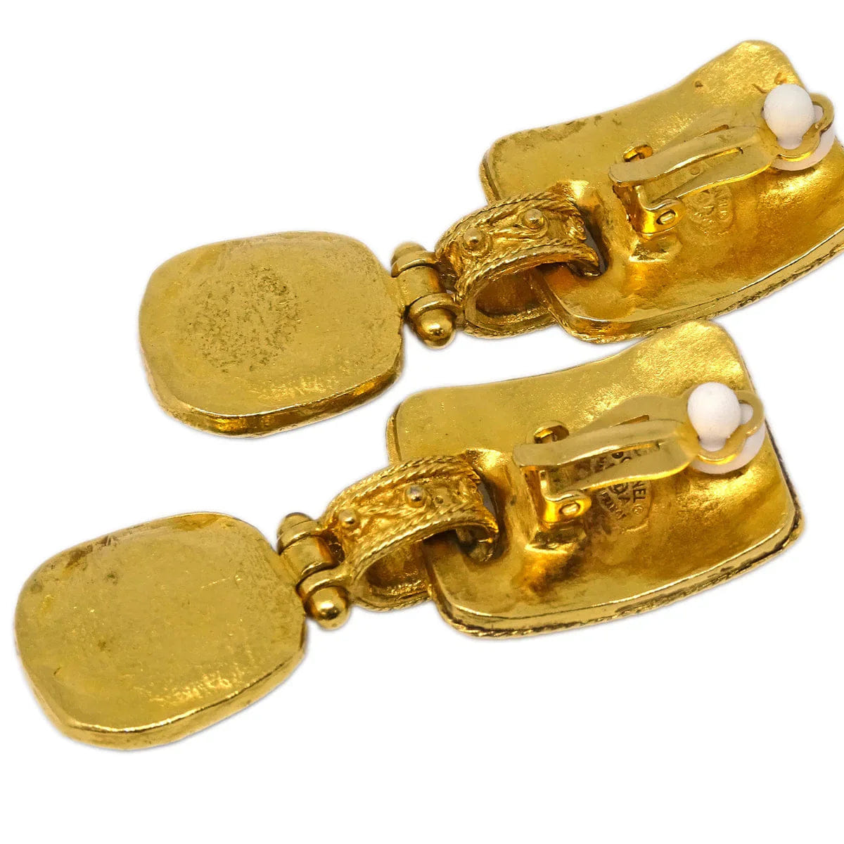 Chanel Gripoix Dangle Earrings Clip - On Gold 94A