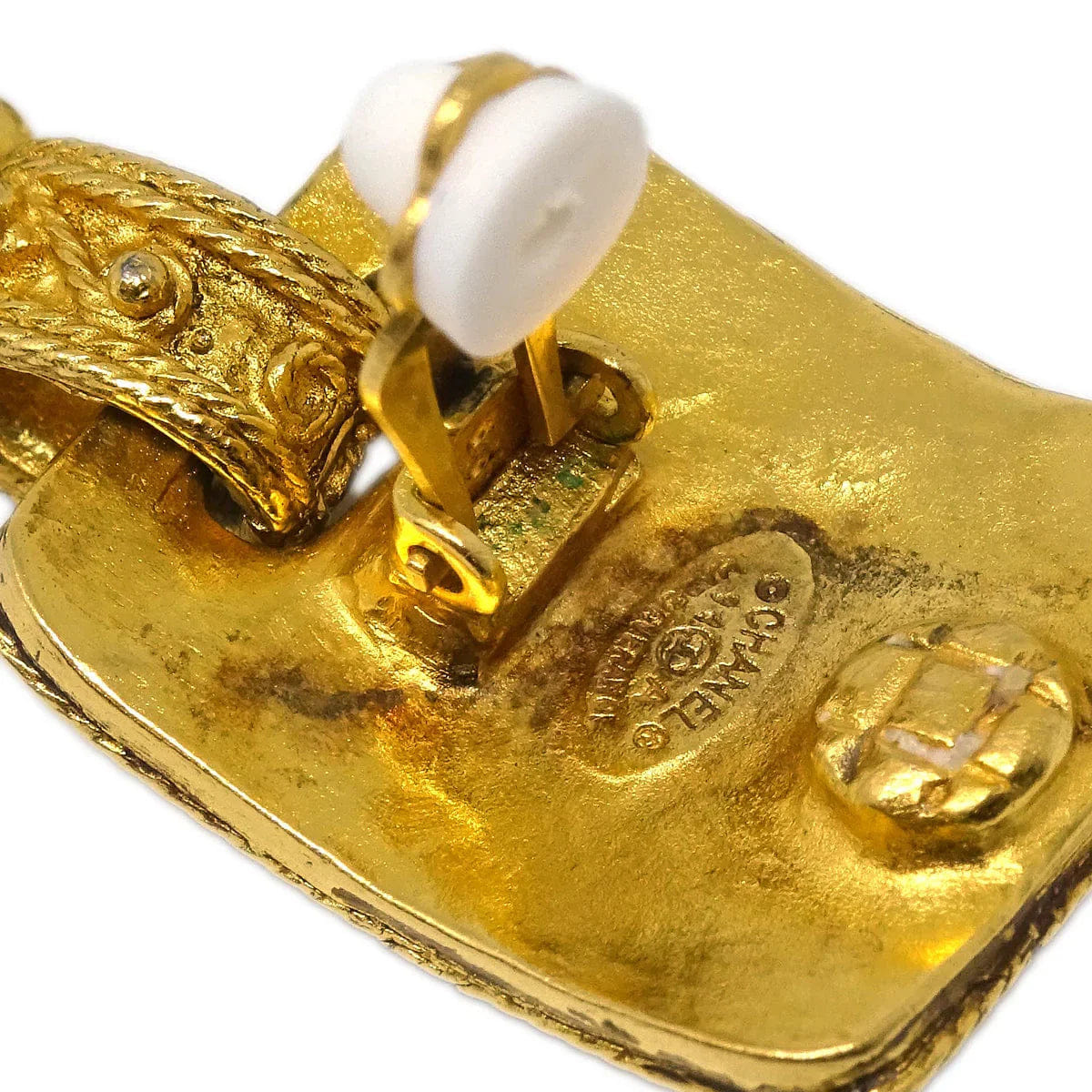 Chanel Gripoix Dangle Earrings Clip - On Gold 94A