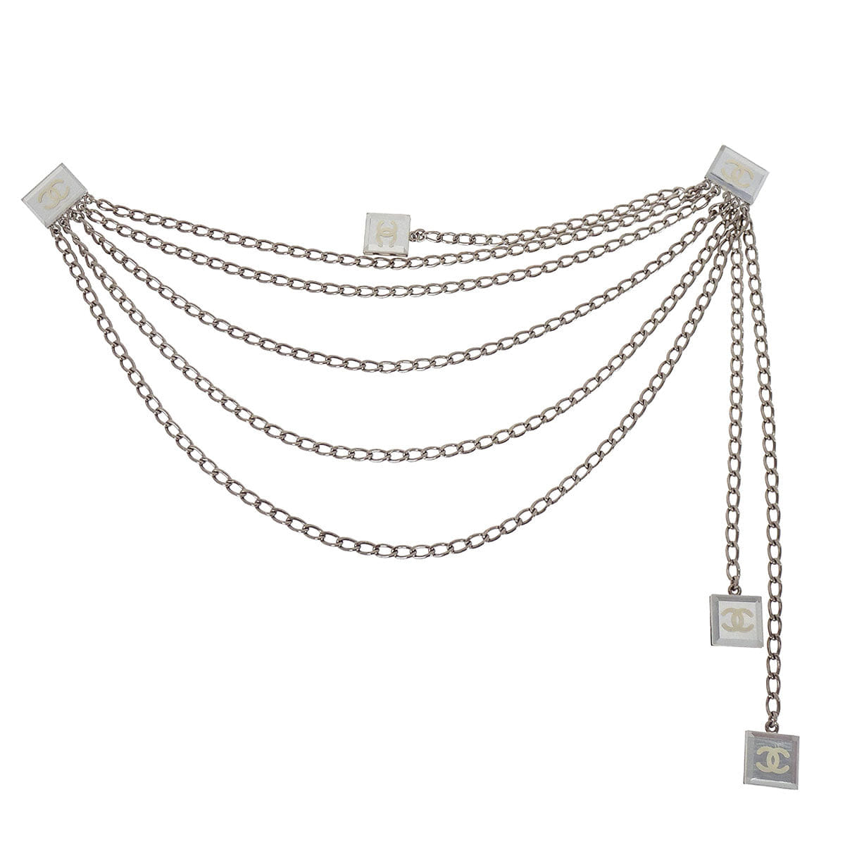 Chanel Silver Chain Charm Clip Brooch 03C