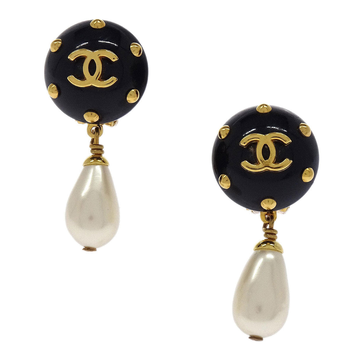 Chanel Costume Pearl Dangle Earrings Clip - On 96C