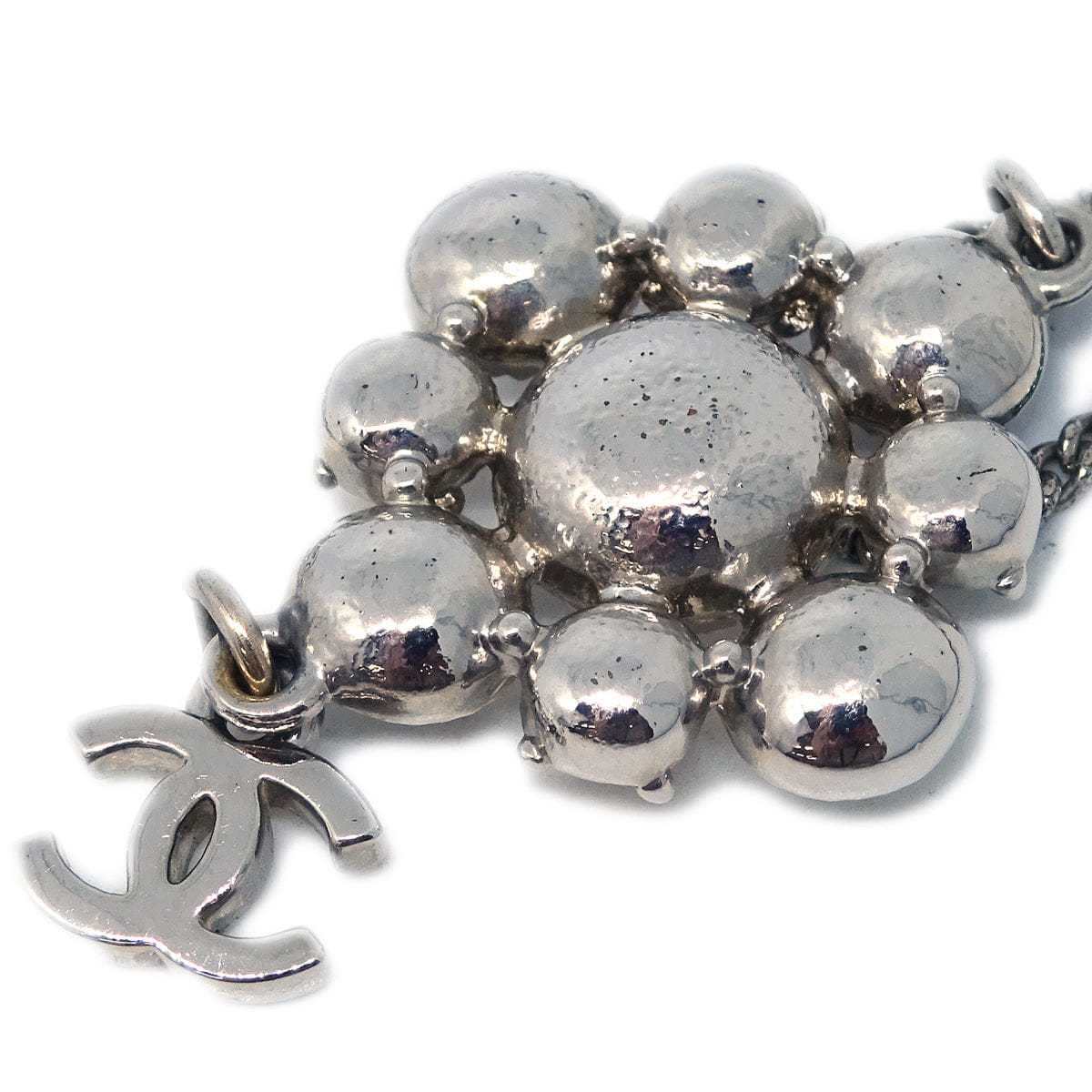 Chanel 2010 Silver Necklace Pendant Rhinestone 10V