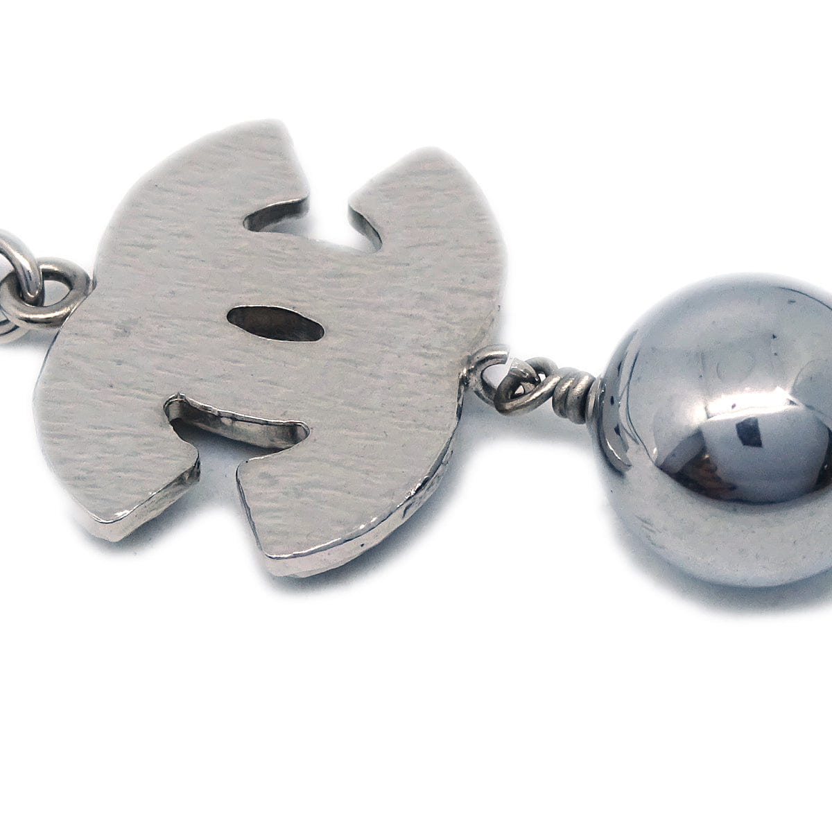 Chanel CC Chain Necklace Pendant Silver B13B