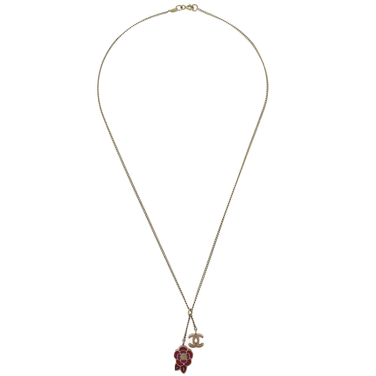 Chanel CC Chain Necklace Gold Camellia 05P