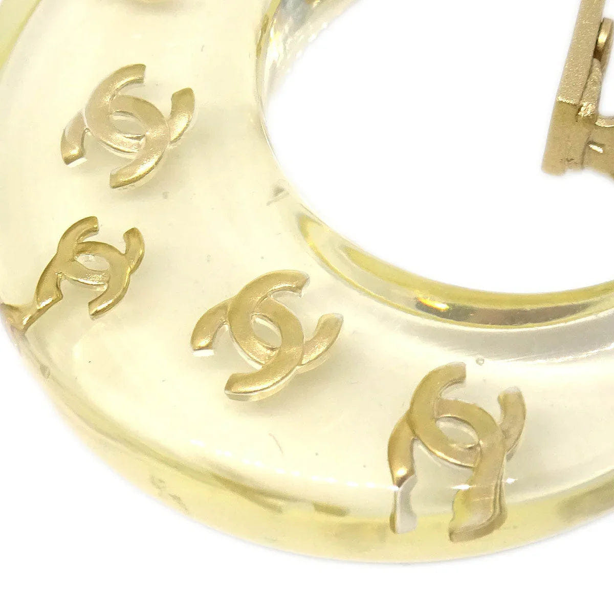 Chanel Hoop Crescent Moon Earrings Clip - On Gold 01P