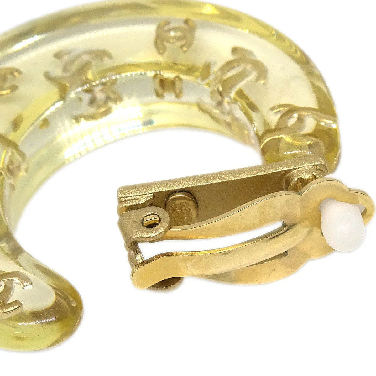 Chanel Hoop Crescent Moon Earrings Clip - On Gold 01P