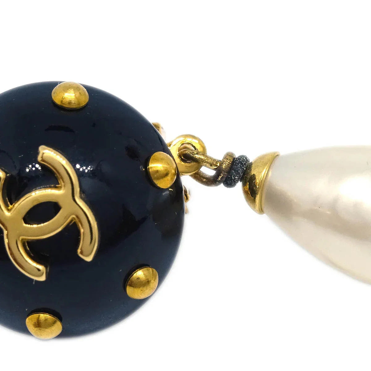 Chanel Costume Pearl Dangle Earrings Clip - On Gold 96C