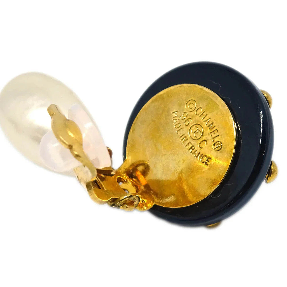 Chanel Costume Pearl Dangle Earrings Clip - On Gold 96C