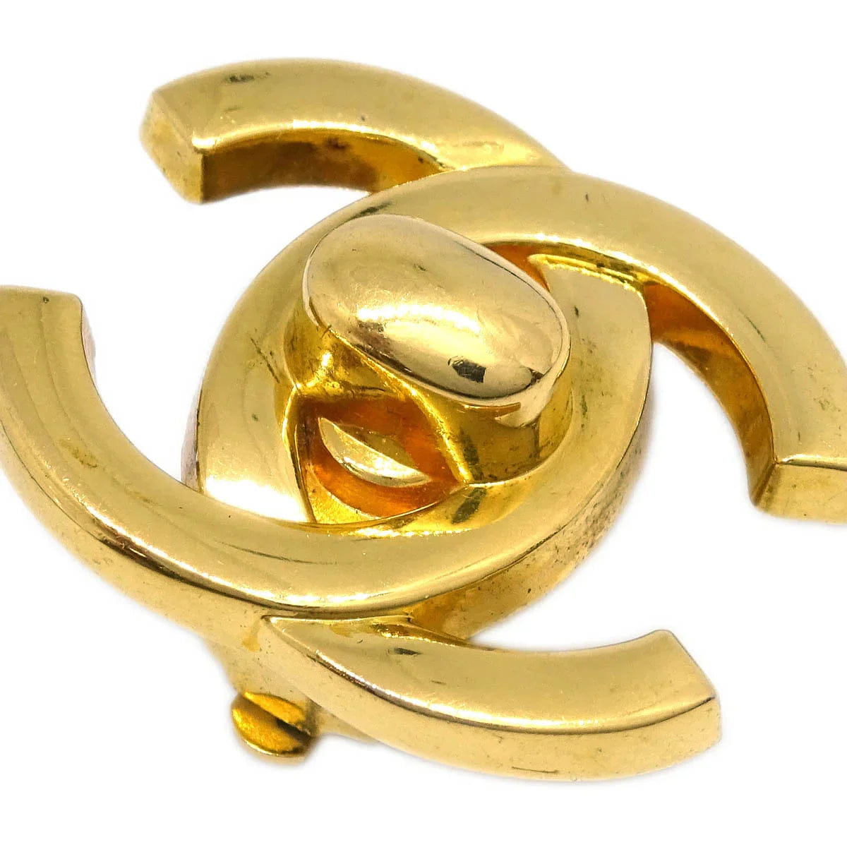 Chanel CC Turnlock Earrings Clip - On Gold Large 96P