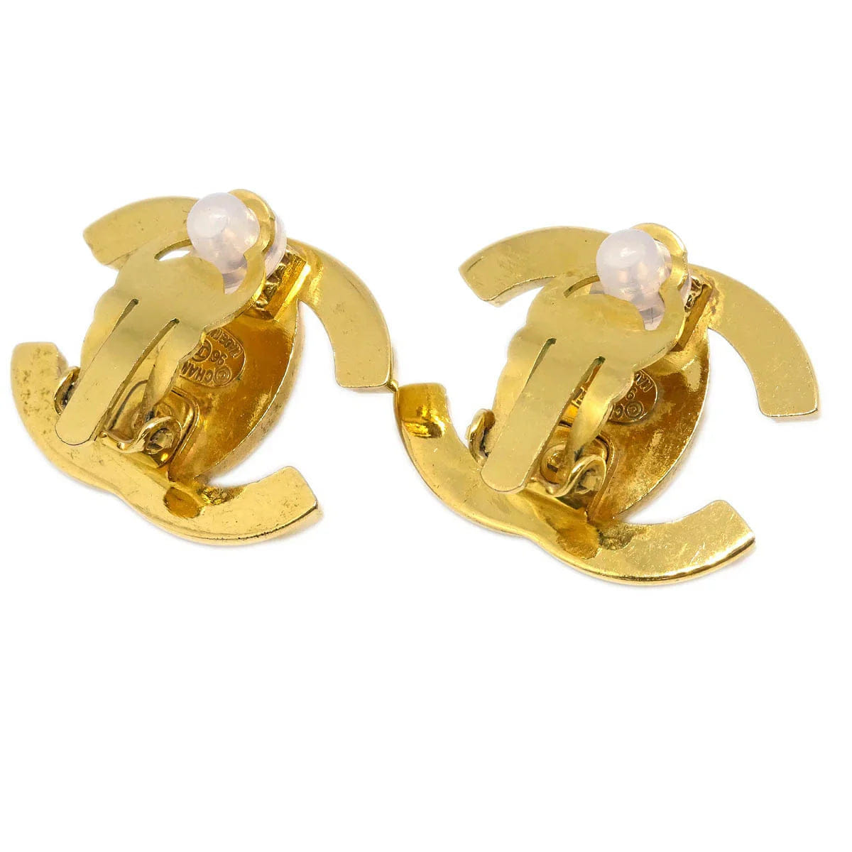 Chanel CC Turnlock Earrings Clip - On Gold Large 96P