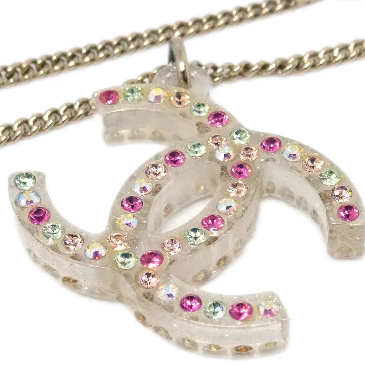 Chanel Gold Chain Bracelet Rhinestone 04A