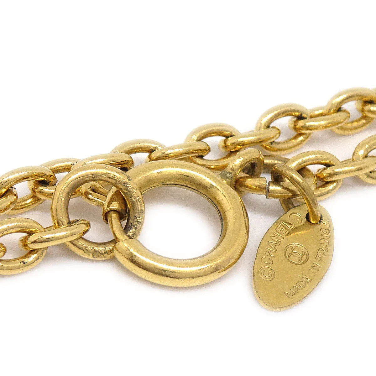 Chanel Quilted CC Gold Chain Pendant Necklace 3858