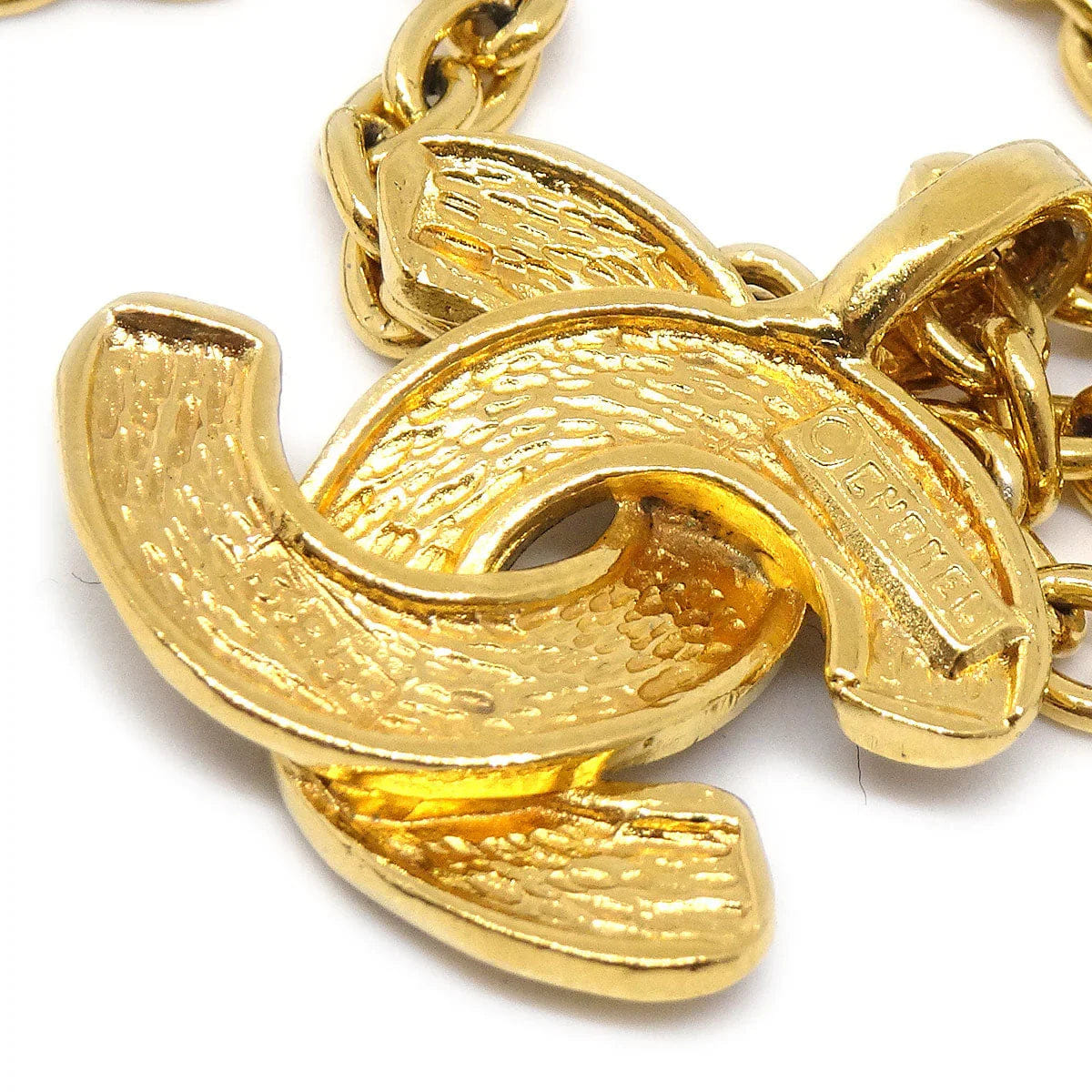 Chanel Quilted CC Gold Chain Pendant Necklace 3858