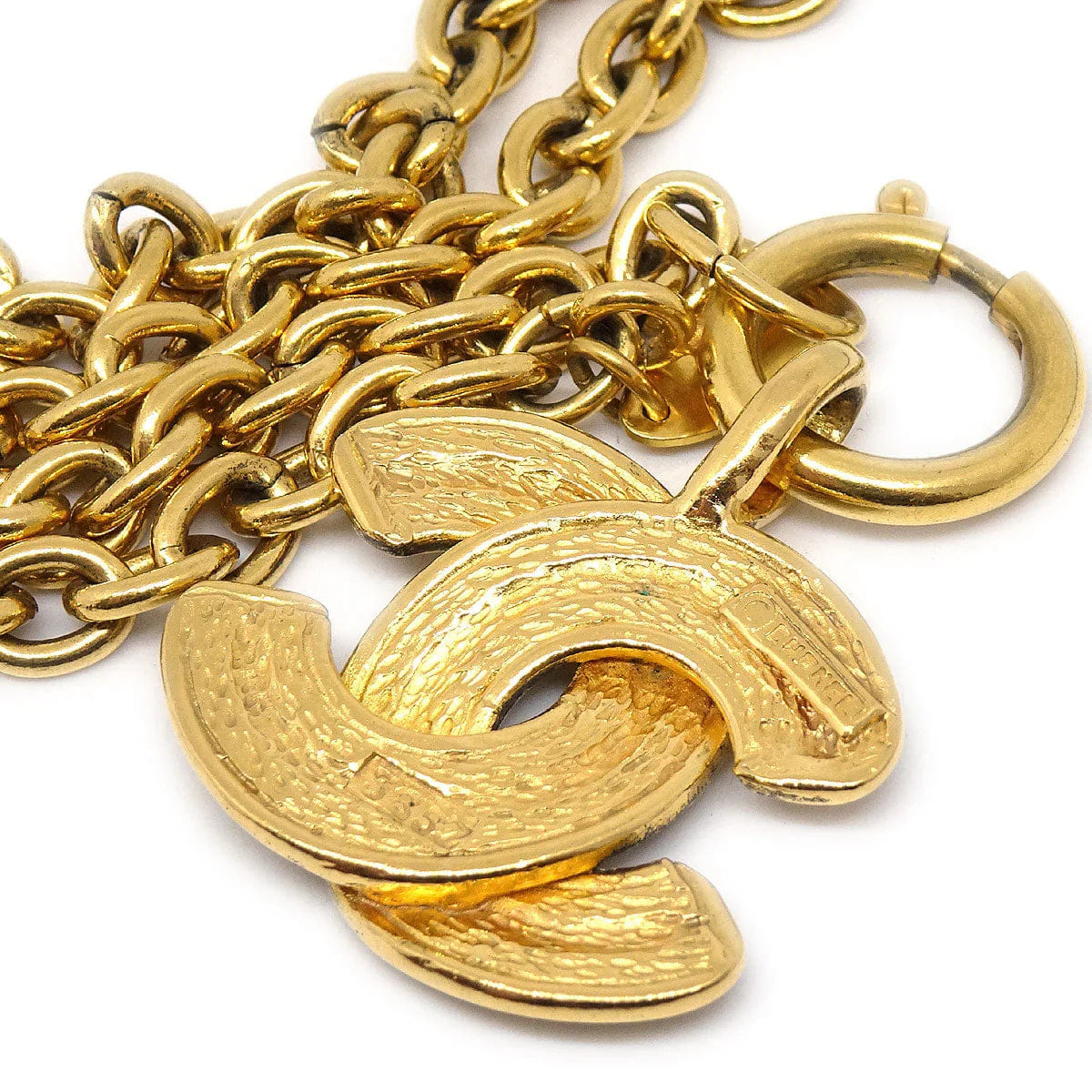 Chanel Quilted CC Gold Chain Pendant Necklace 3857
