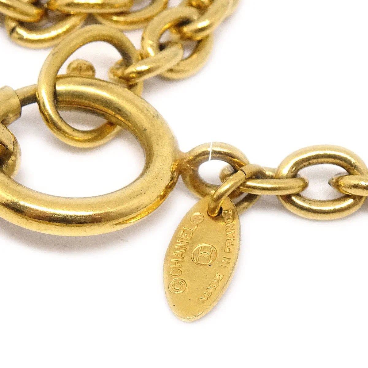 Chanel Quilted CC Gold Chain Pendant Necklace 3857