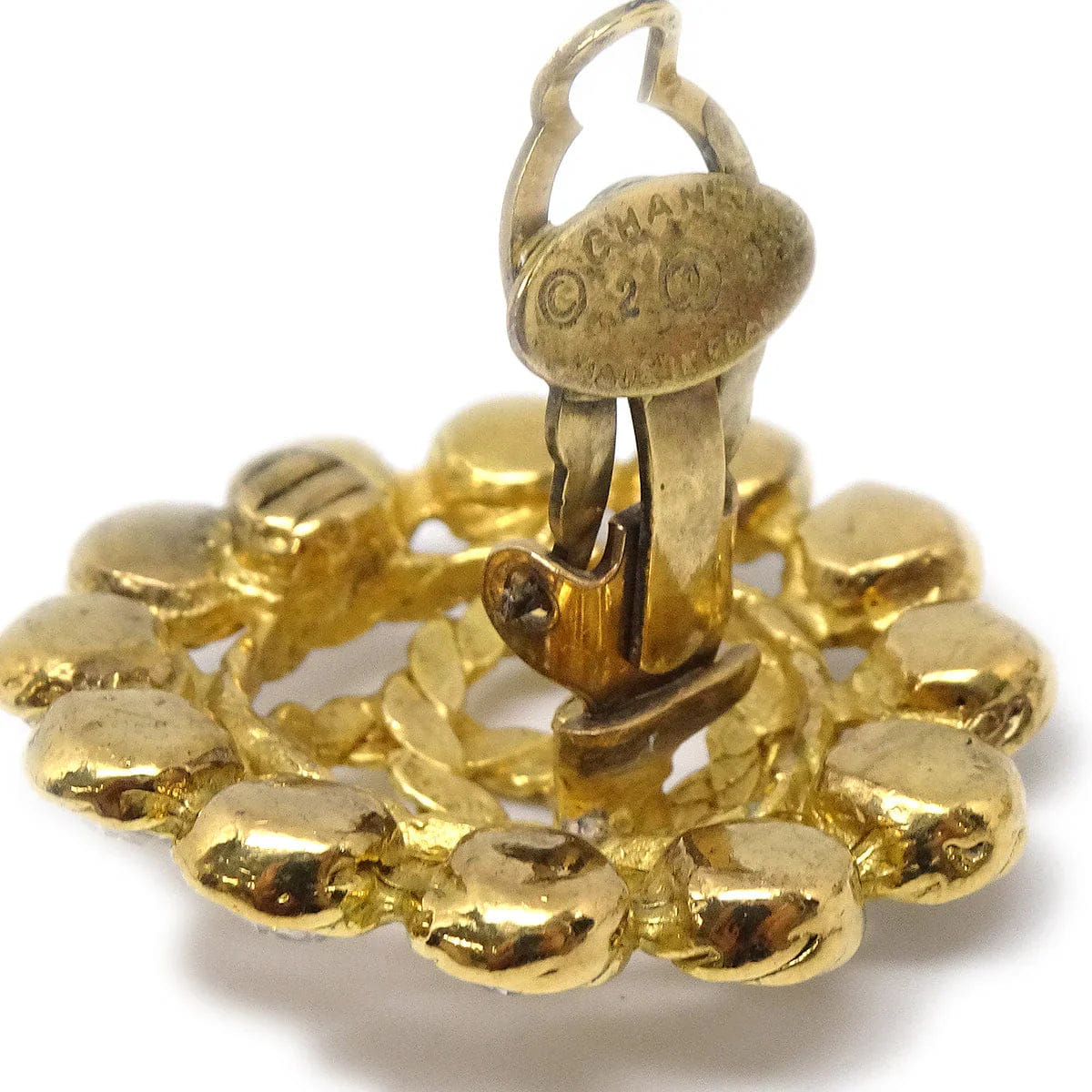 Chanel 1994 Rhinestone Earrings Clip - On Gold 29