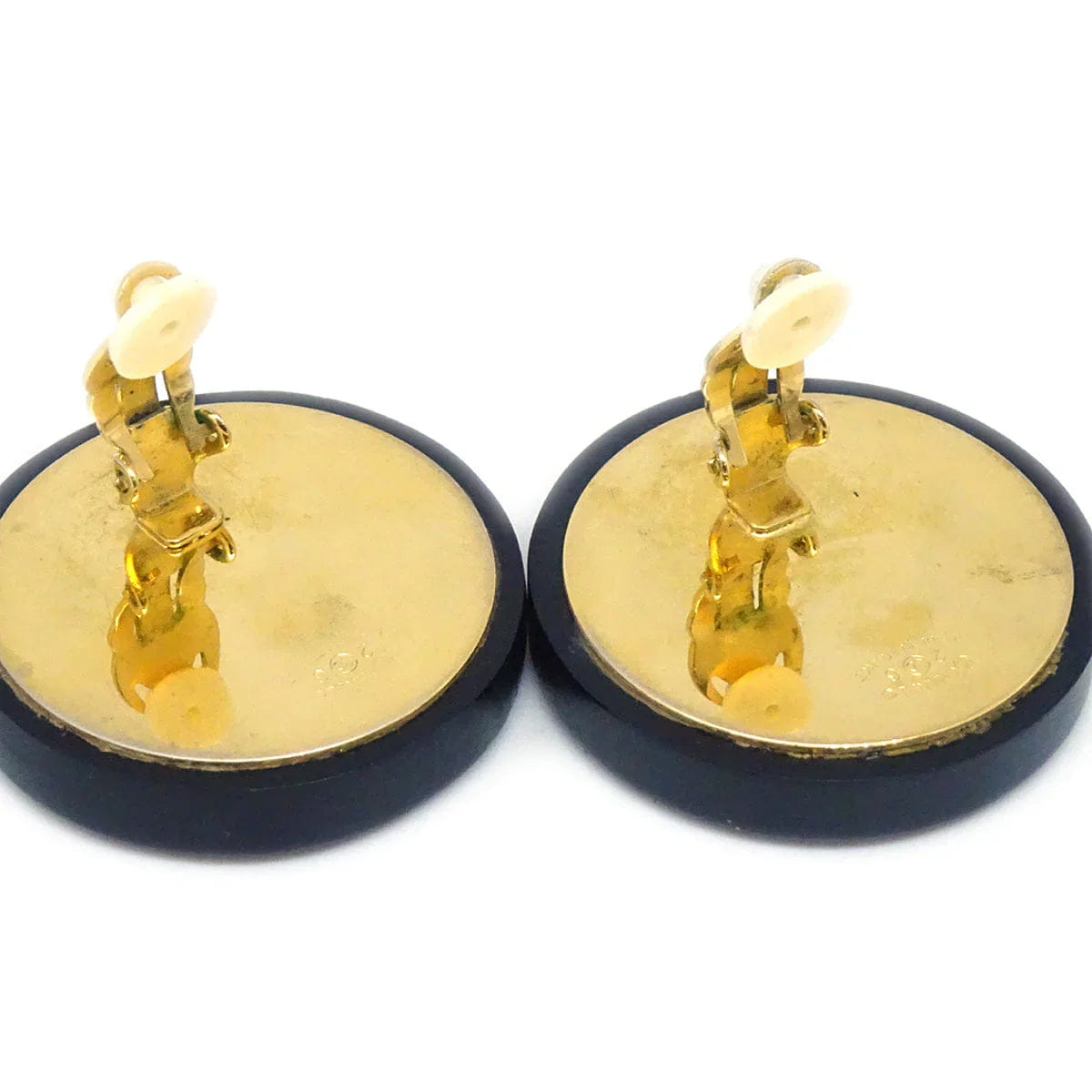 Chanel Button Earrings Clip - On Black 26