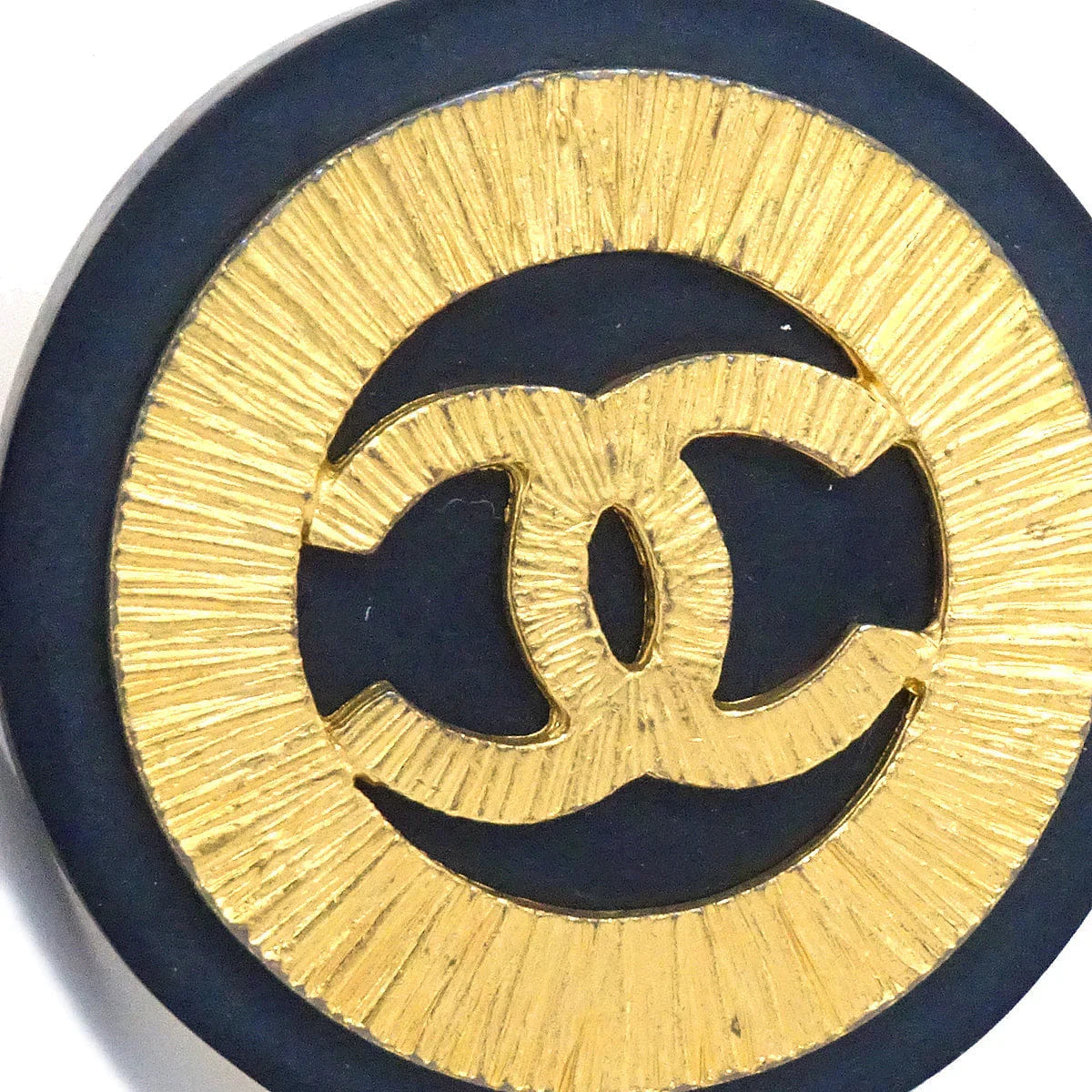 Chanel Button Earrings Clip - On Black 26