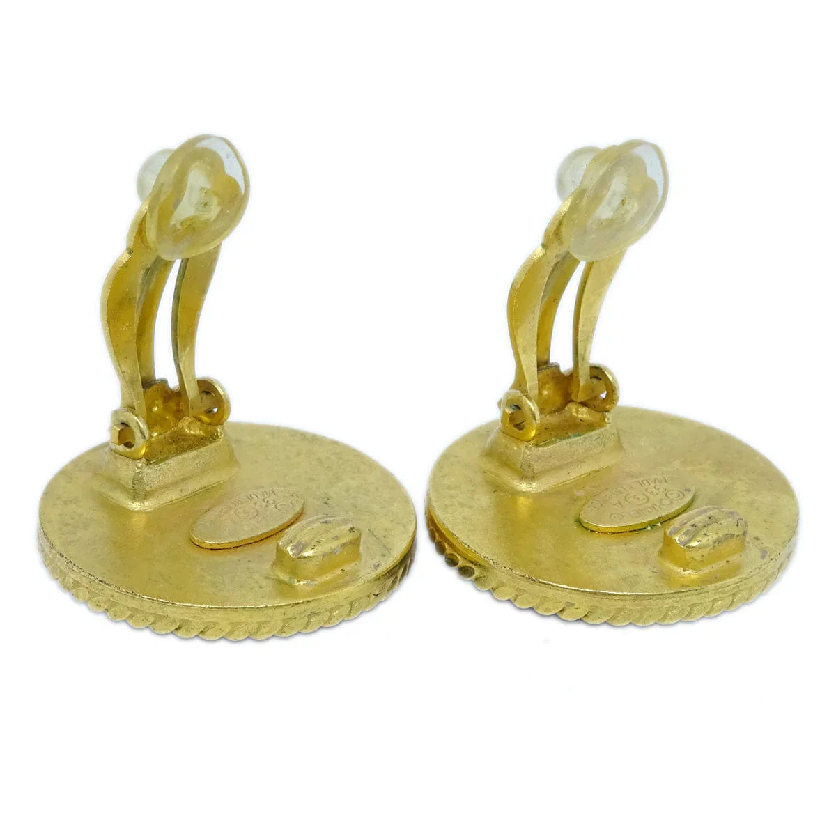 Chanel 1993 Mother of Pearl Rope Edge Earrings Clip - On