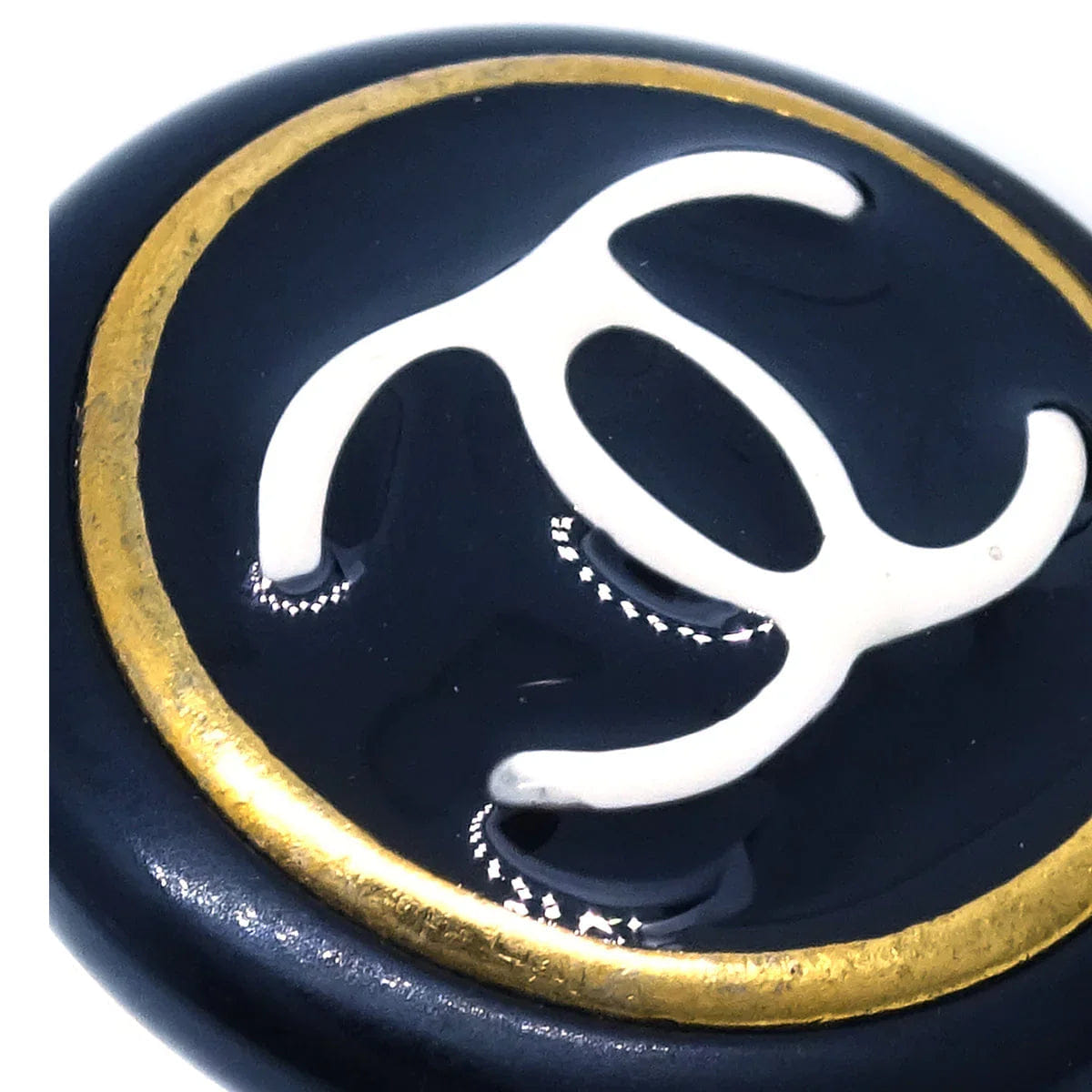 Chanel Black Button Earrings Clip - On 96A