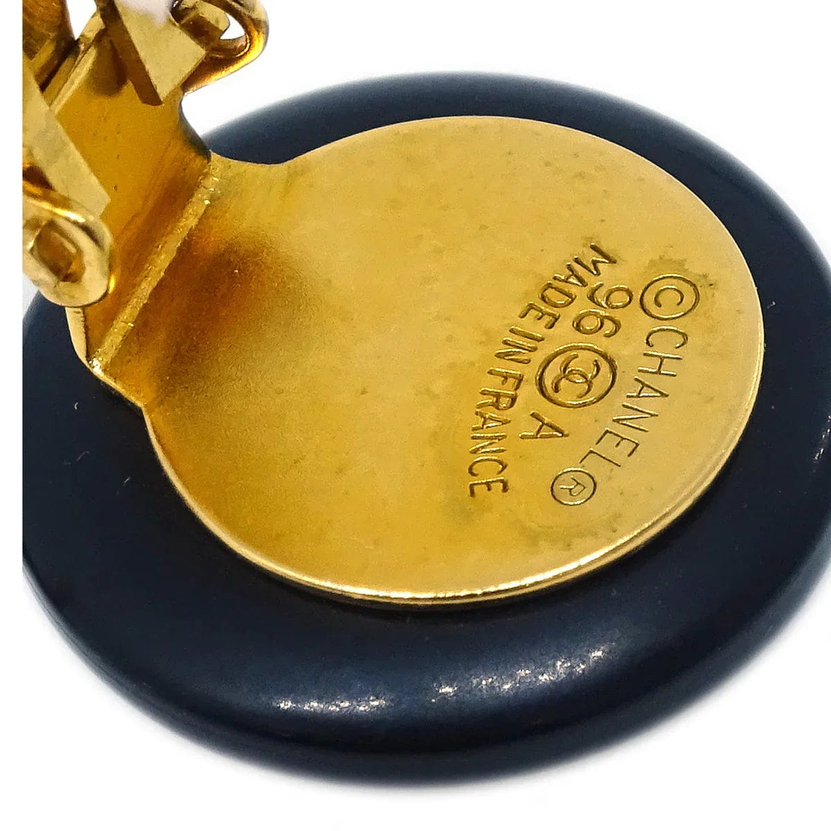 Chanel Black Button Earrings Clip - On 96A