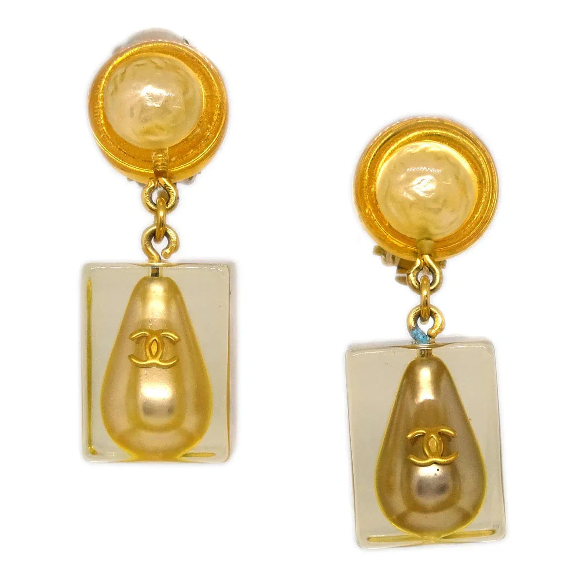 Chanel Dangle Earrings Clip - On Gold 97P