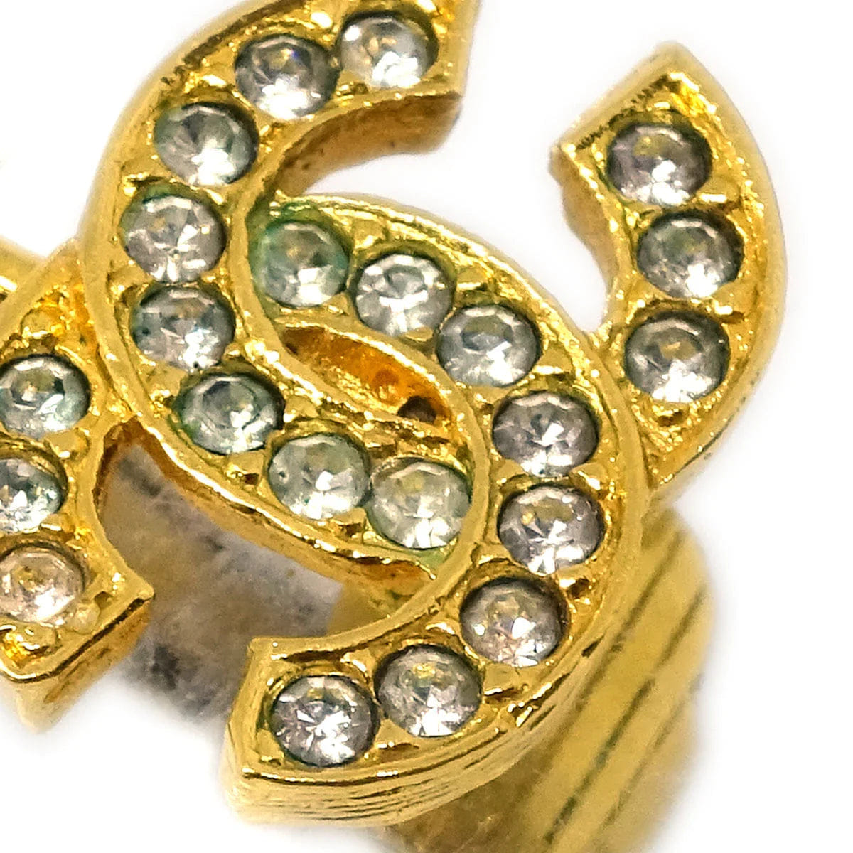 Chanel Gold CC Earrings Rhinestone Clip - On 2092