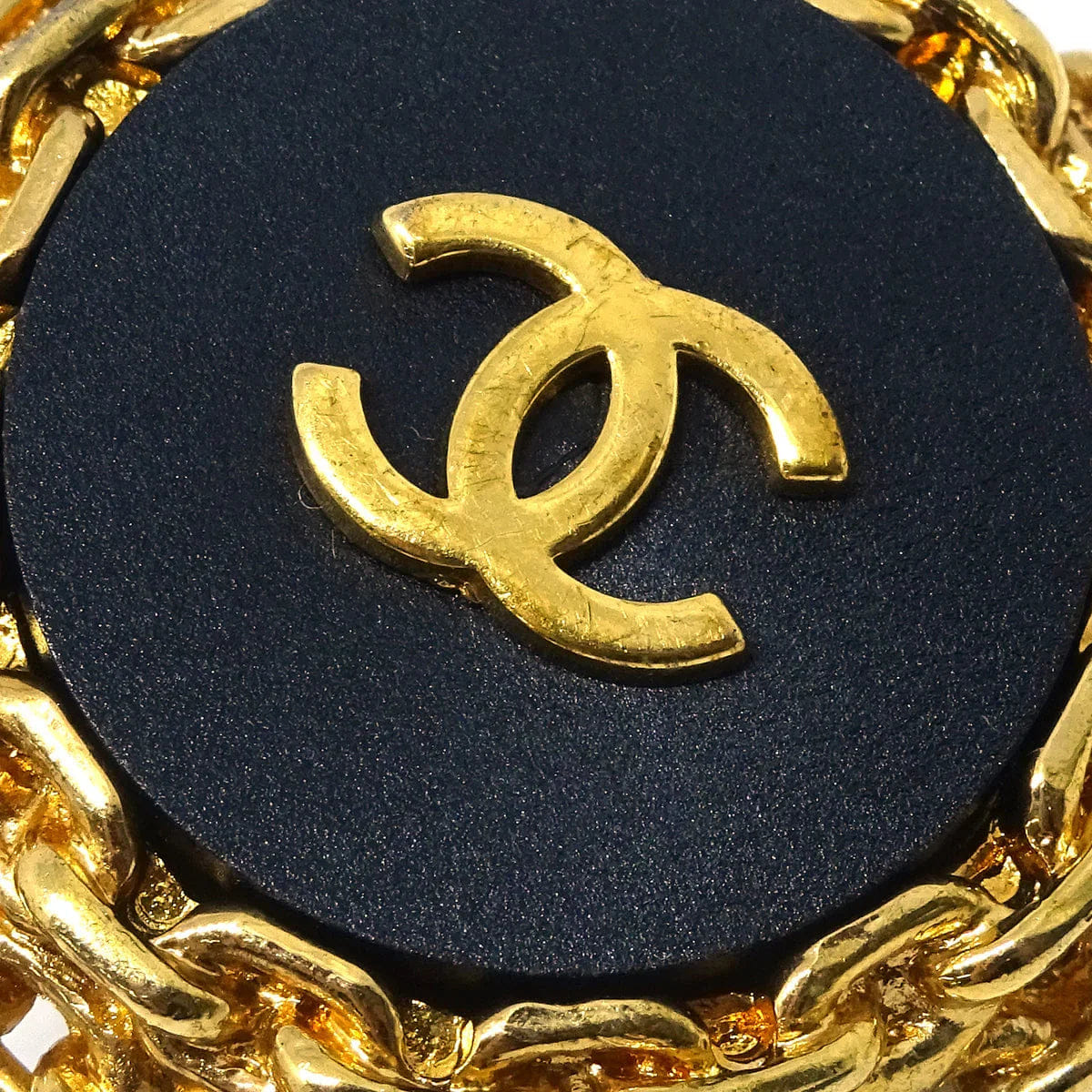 Chanel Button Earrings Clip - On Black Gold 27