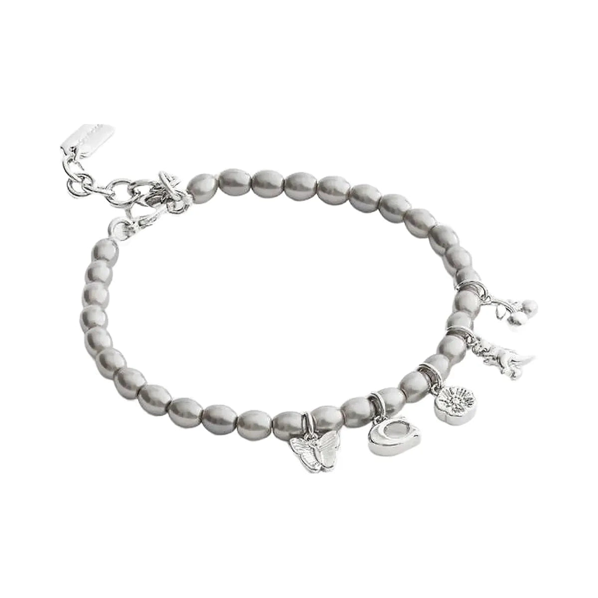 Coach Butterfly And Rexy Charm Pearl Bracelet Silver - Grey
