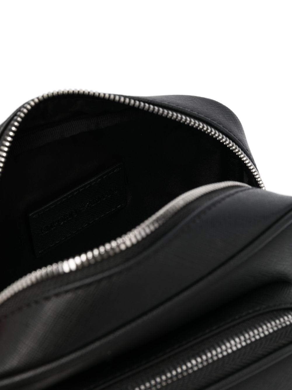 Emporio Armani Logo - Embossed Leather Crossbody Bag — Black
