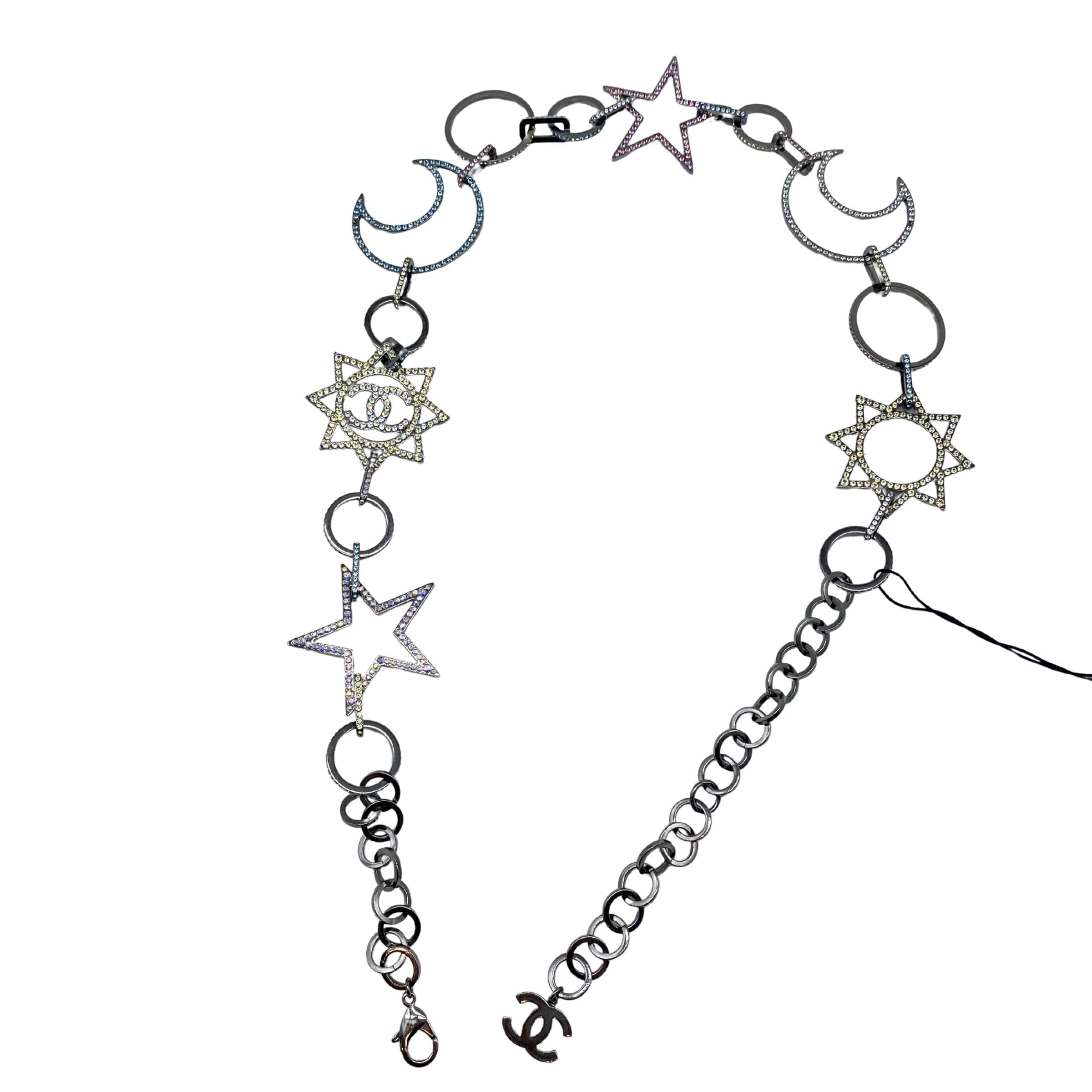 Chanel Ruthenium Crystal Silver Moon Star Belt