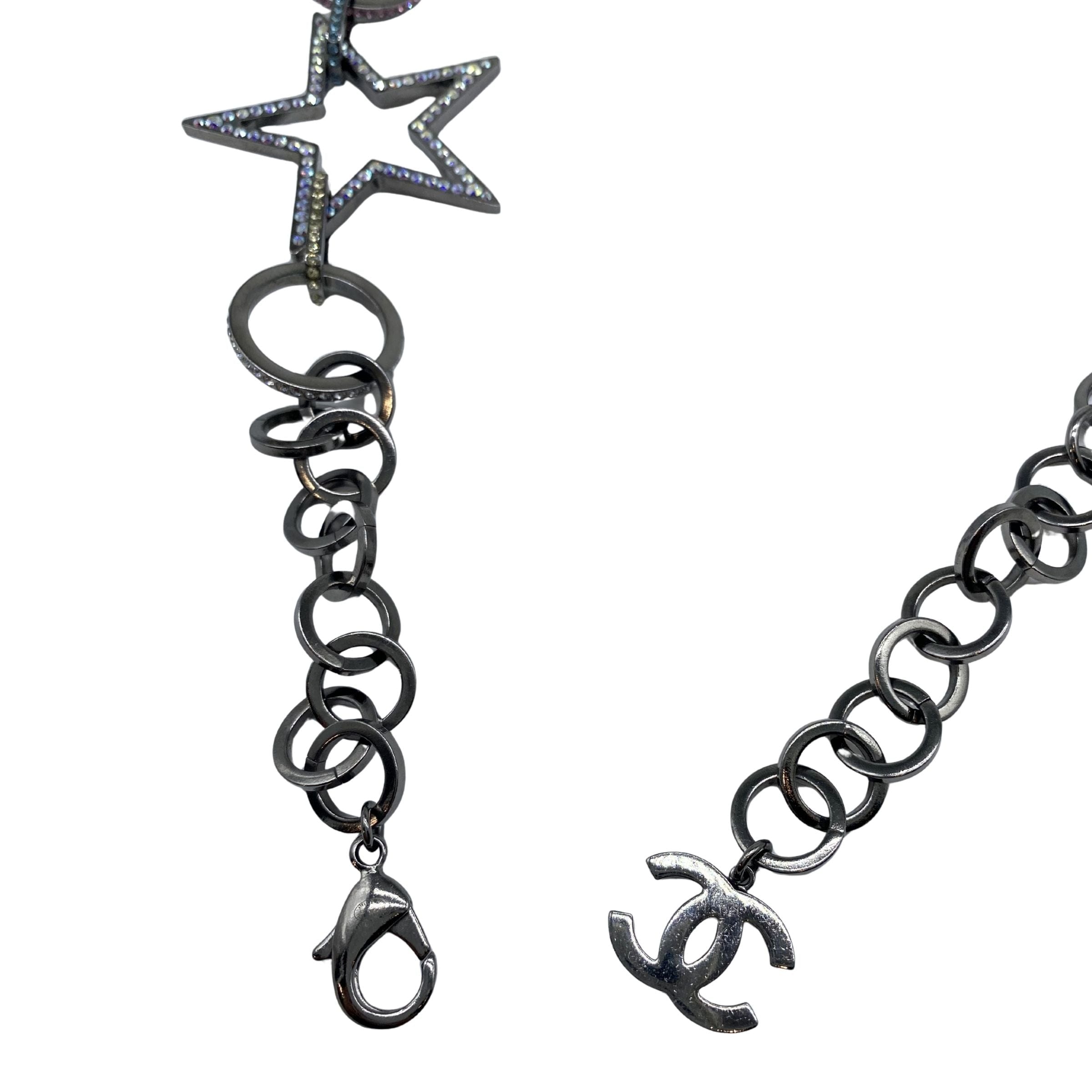 Chanel Ruthenium Crystal Silver Moon Star Belt