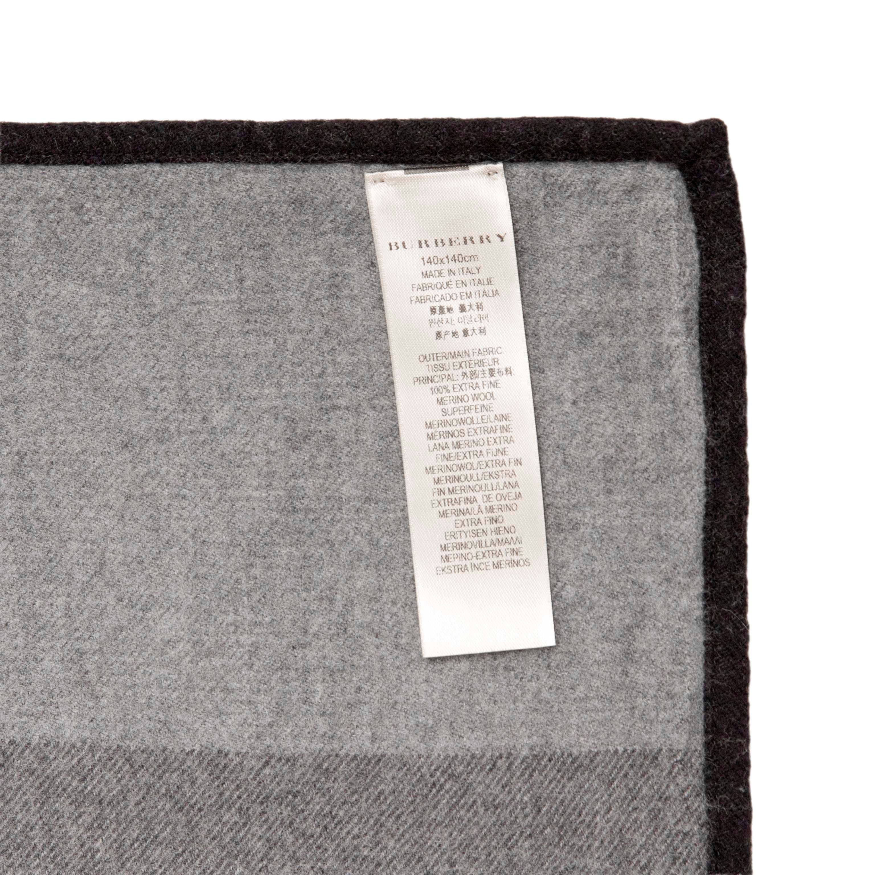 Burberry Black Grey Check Merino Wool Cape