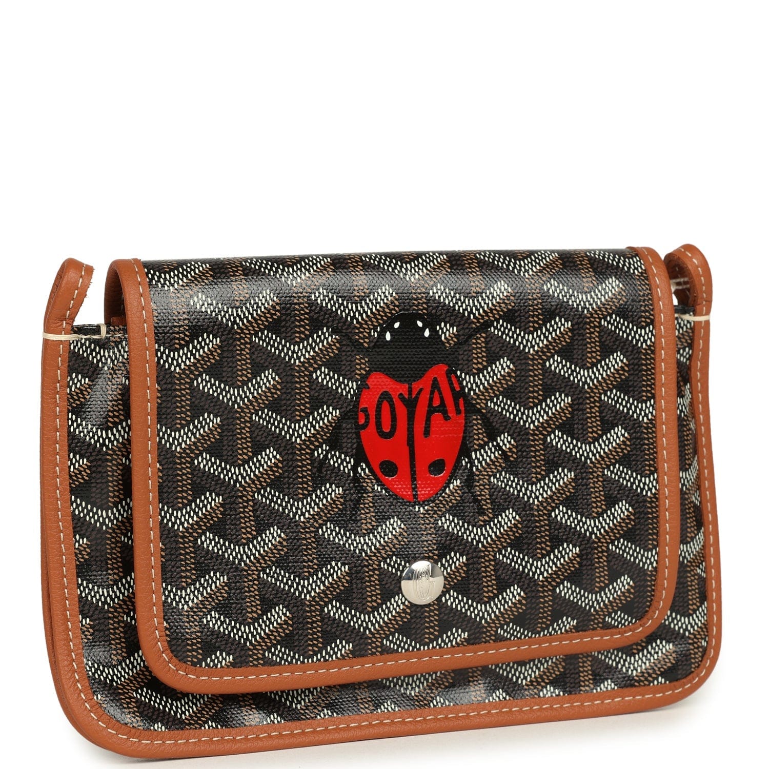 Goyard Goyardine Canvas Black, Brown Ladybug Plumet Pocket Wallet Palladium Hardware