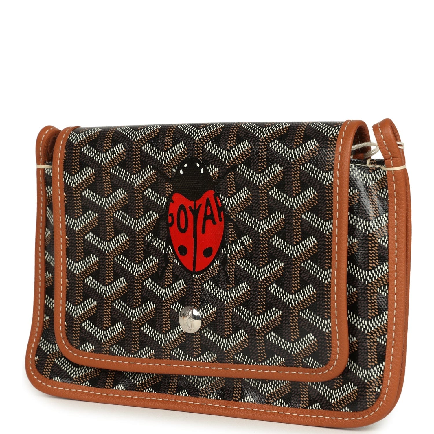 Goyard Goyardine Canvas Black, Brown Ladybug Plumet Pocket Wallet Palladium Hardware