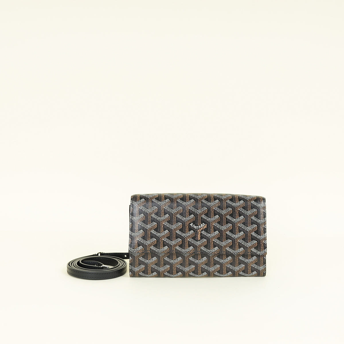 Goyard Black Goyardine Continental Wallet W/ Strap