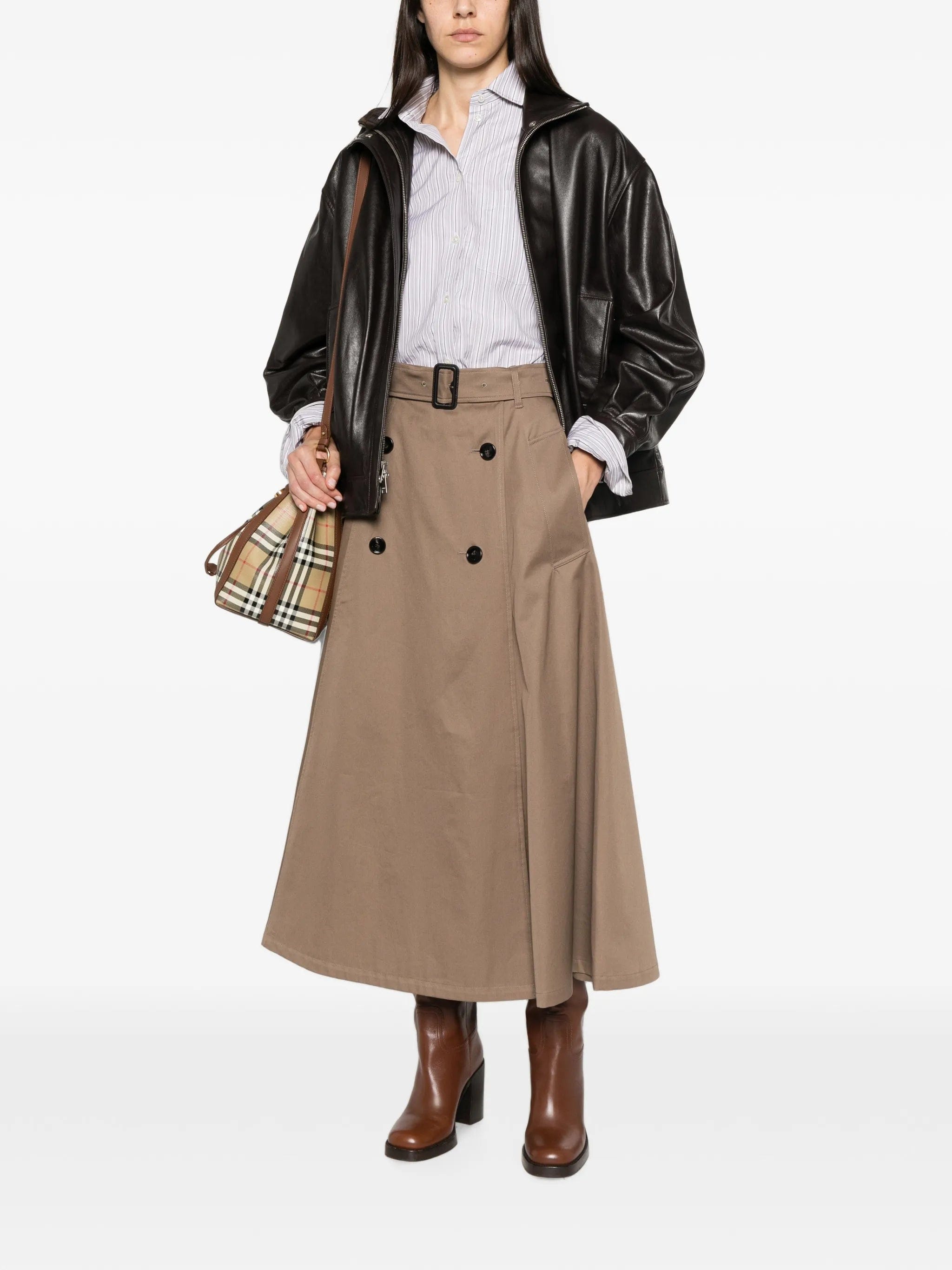 Burberry double - breasted belted skirt