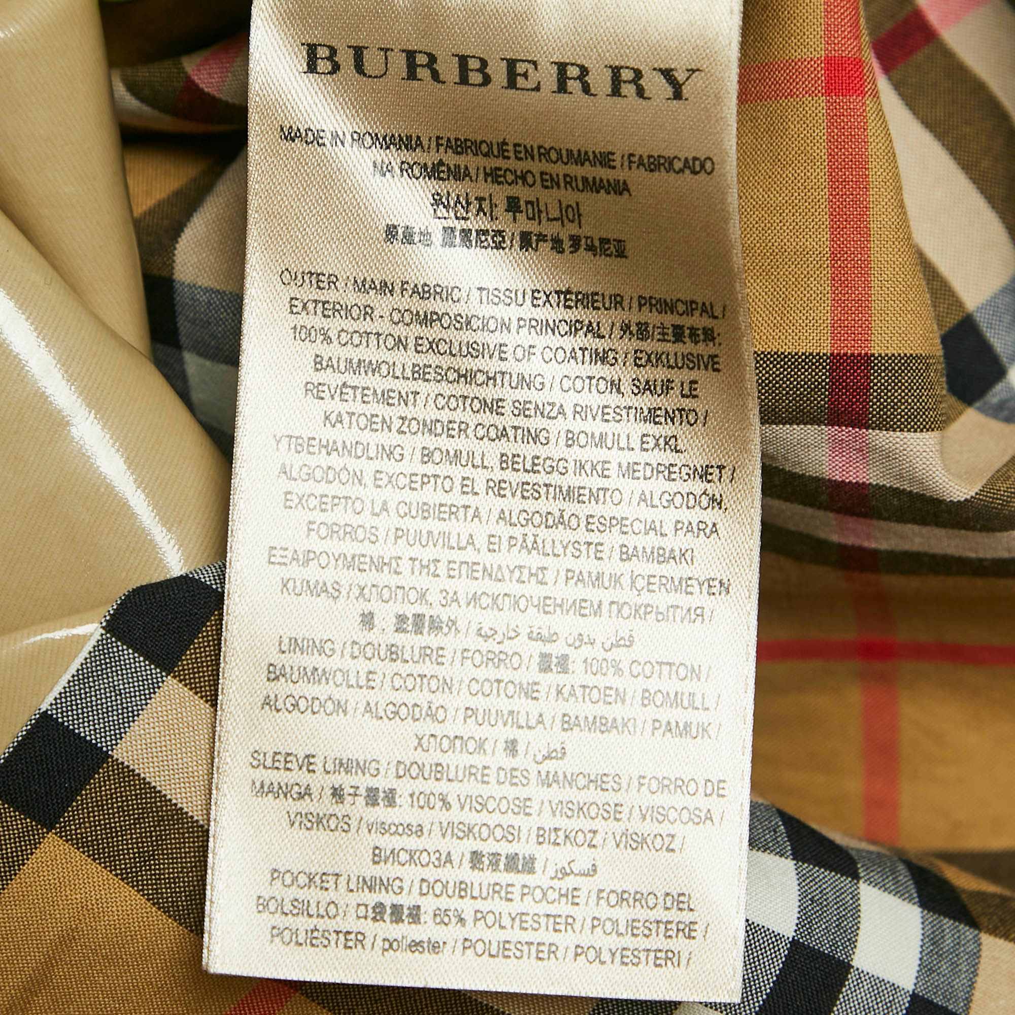 Burberry Honey Beige Coated Cotton Double Breasted Long Coat