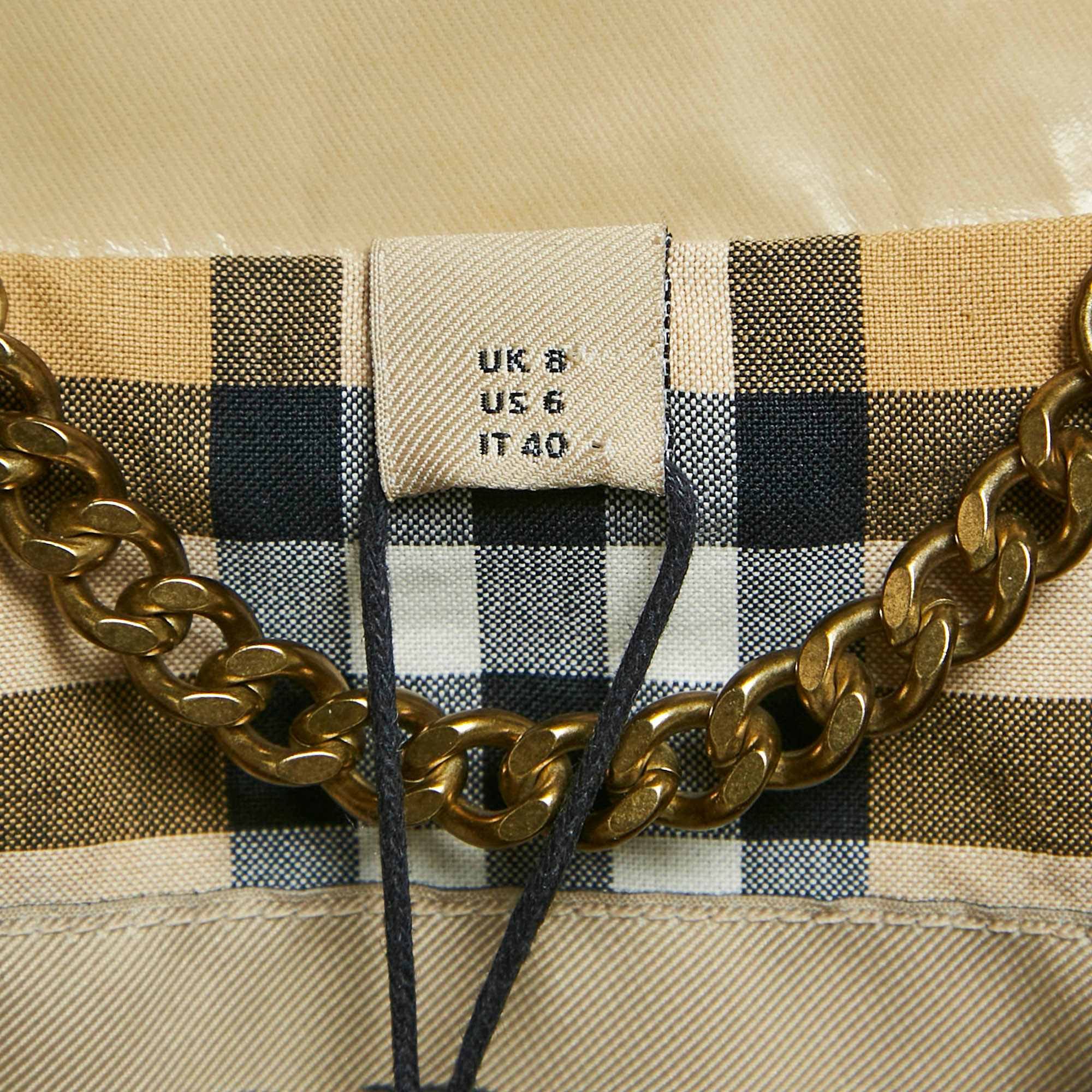 Burberry Honey Beige Coated Cotton Double Breasted Long Coat