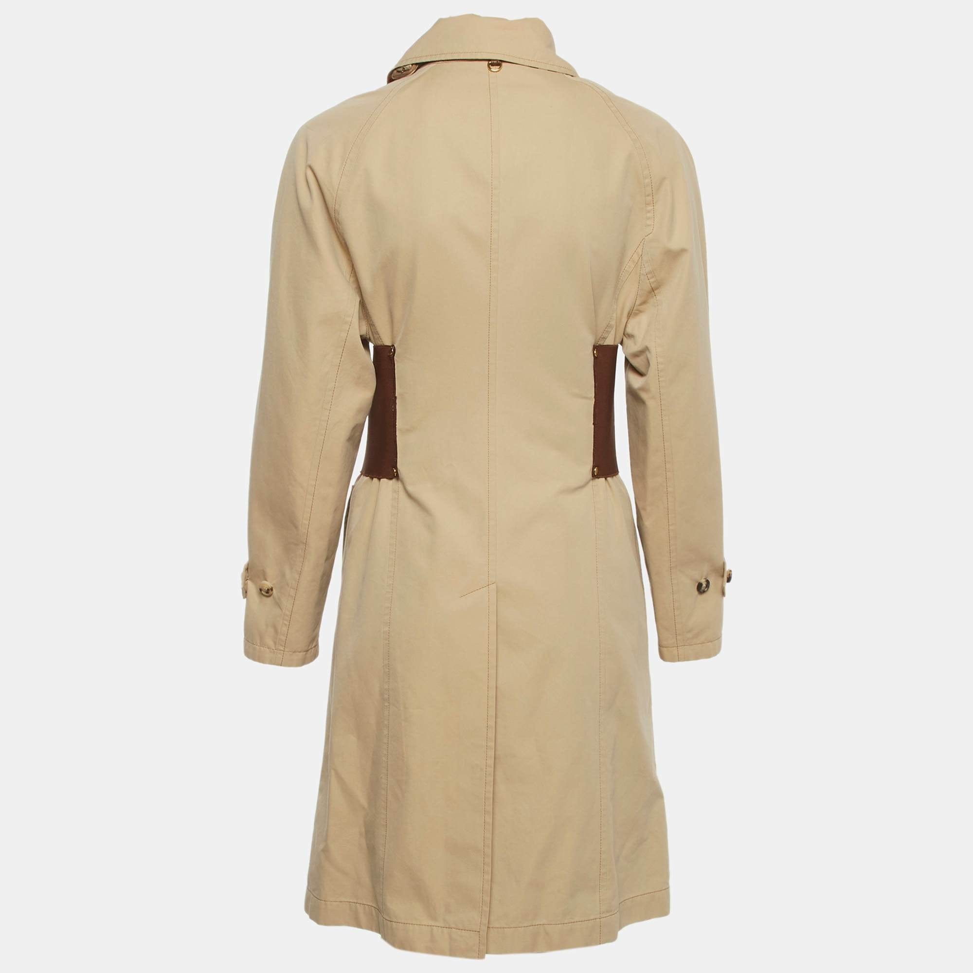 Burberry Beige Gabardine Belt Detail Trench Coat