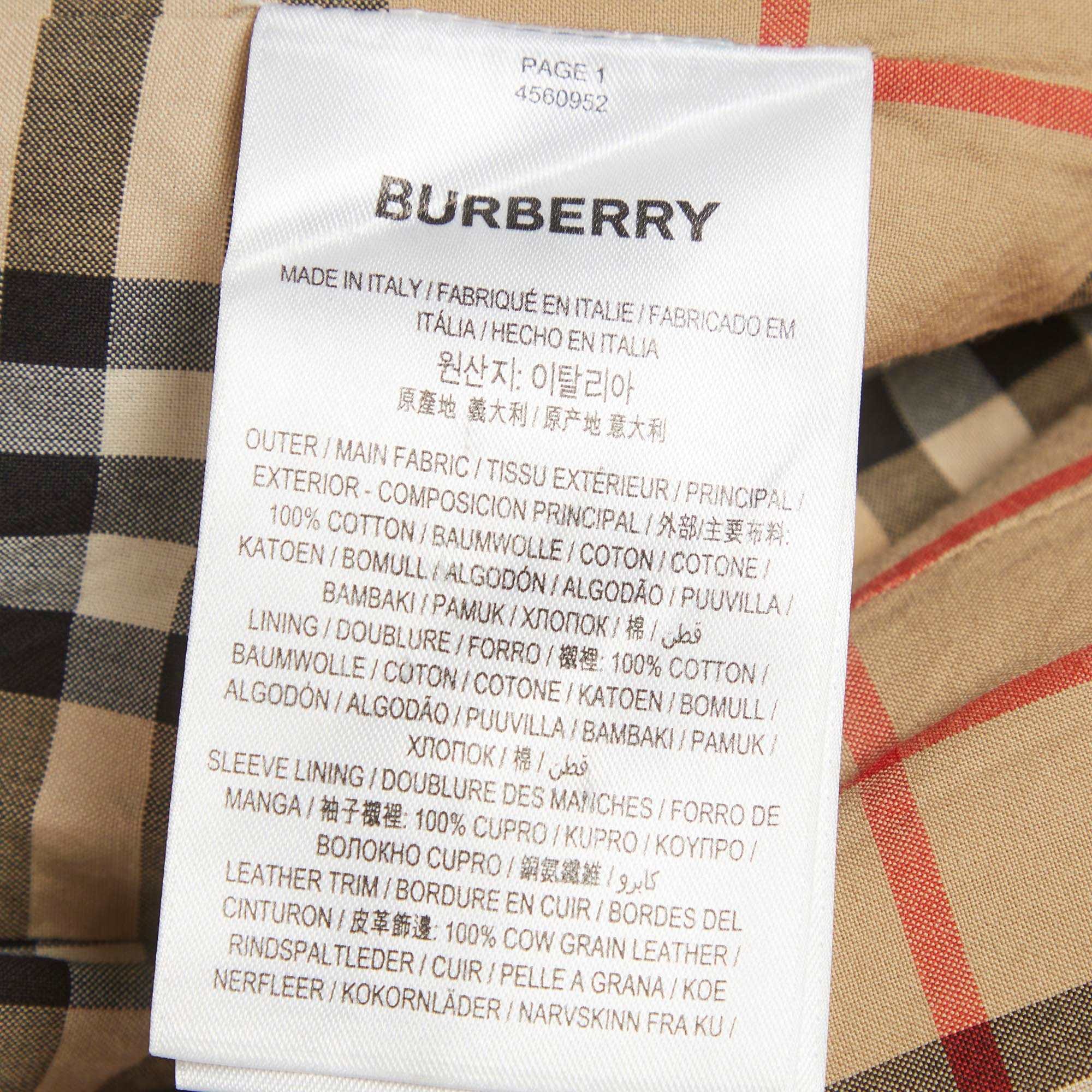 Burberry Beige Gabardine Belt Detail Trench Coat