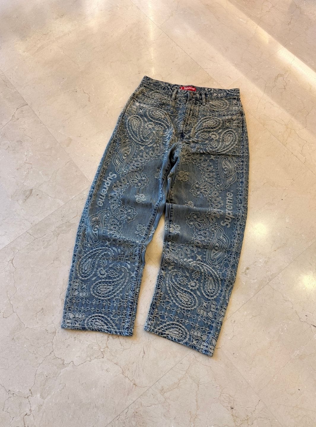 Supreme Bandana Jacquard Baggy Jeans Blue